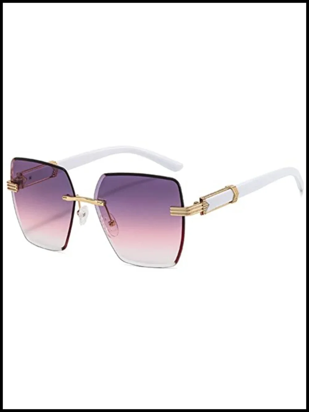 Rimless Cut Edge Gradient Sunglasses Large Frame